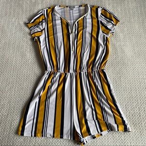 J for Justify Yellow & Black Striped Romper
